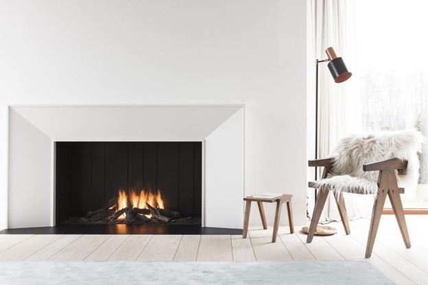 Fireplace in White Flat Interior Image 1